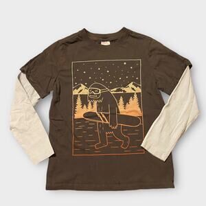 Hanna Andersson (8) Snowboarding Yeti Faux Layered Long Sleeved Shirt